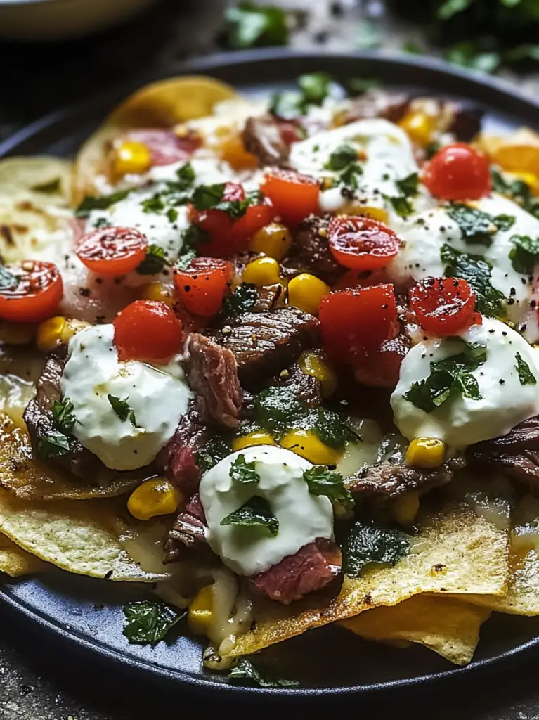 Breakfast Nachos with Steak and Chimichurri