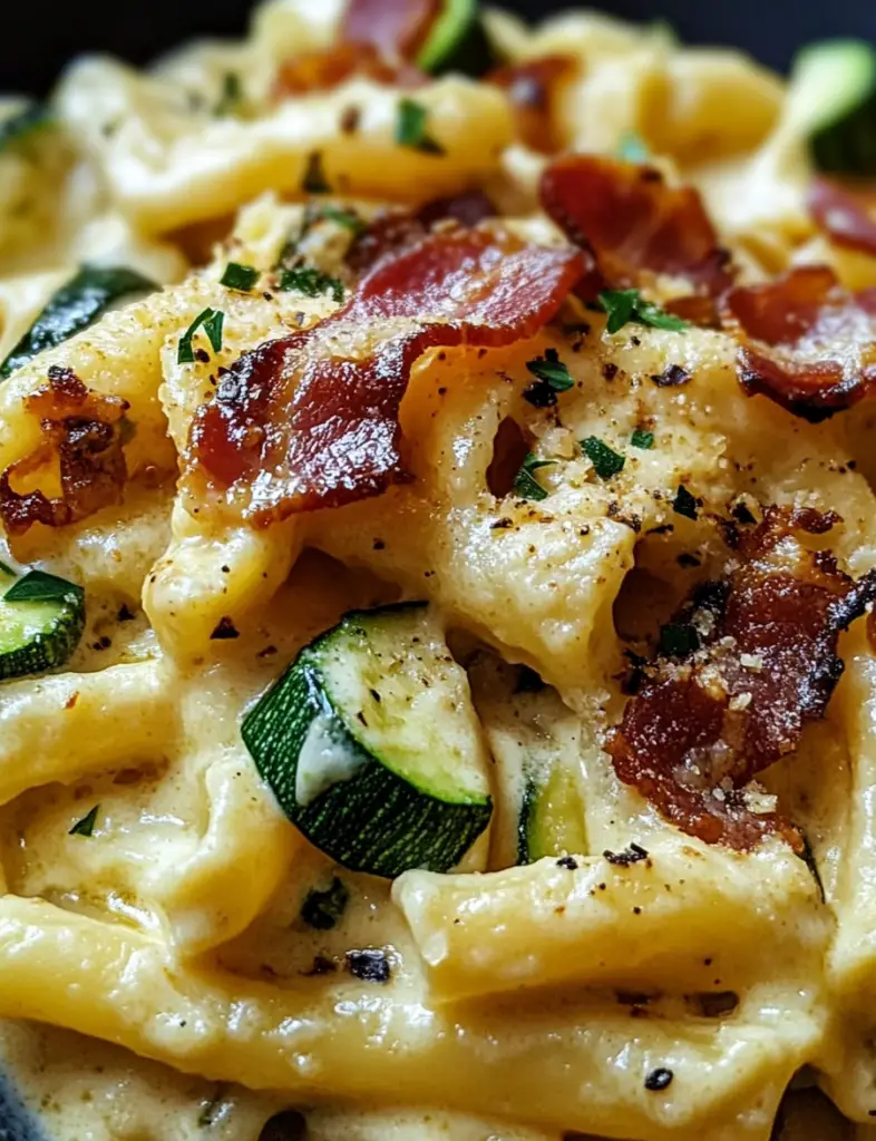 Creamy Courgette Bacon Pasta
