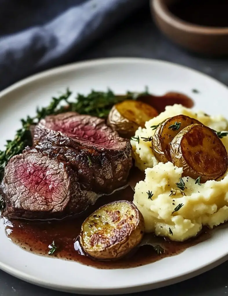 Beef Tenderloin Roast with Smashed Potatoes